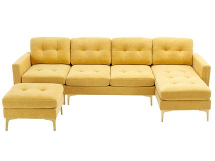 Modern L - Shape Convertible Sectional Sofa With Movable Ottoman