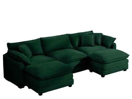 Modern Modular Cushion Sofa With Ottoman, Low Back, Deep Seating Sofa Set