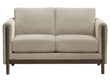 Fisher - Upholstered Panel Arm Loveseat - Taupe