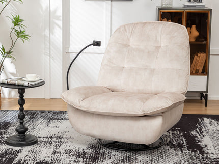 Modern Swivel Gliding Recliner Chair With Rocking Function And Phone Holder, Large Comfortable