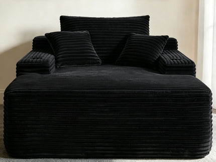 Convertible Chaise Lounge Chair & Wide Armrest & Throw Pillows - Black