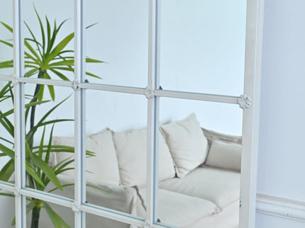 Handmade Arched Mirror, Windows Design For Entryway - White