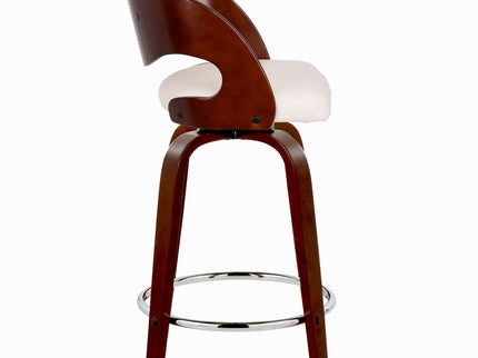 Pino - Mid Century Modern Fixed Height Barstool With Swivel With Round Footrest (Set of 2)
