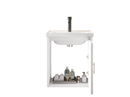 20" Floating Bathroom Vanity Combo With Wall Cabinet, Ceramic Sink & Soft Close Doors - White
