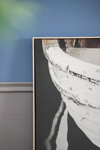 Large And Rectangular Wall Art With Frame, Wall Decor For Living Room - White / Blue