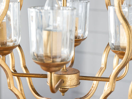 4 Light Metal Chandelier, Hanging Light Fixture With Adjustable Chain For Kitchen, Bulb Not Included - Gold