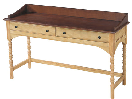 Writing Desk With 2 Storage Drawers, Workstation For Living Room - Brown / Natural