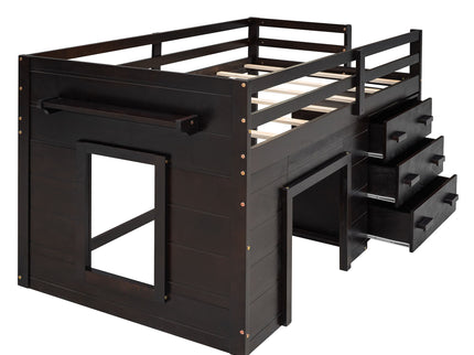 Loft Bed With Cabinet And Shelf