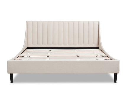Aspen - King Vertical Tufted Headboard Platform Bed Set - Light Beige