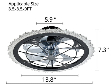21" Caged Ceiling Fan With Dimmable LED Light And Remote Control, Low Profile Flush Mount Fan - Matte Black
