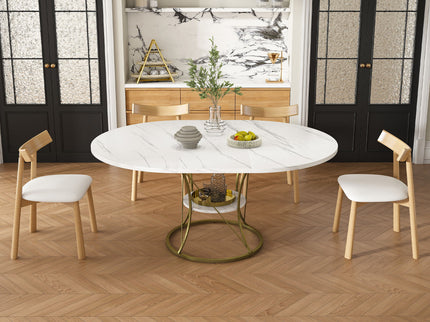 Round Extendable Dining Table Set With Chairs