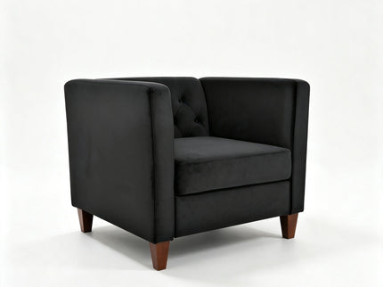 Button Tufted Accent Square Arm Upholstered Chair - Black