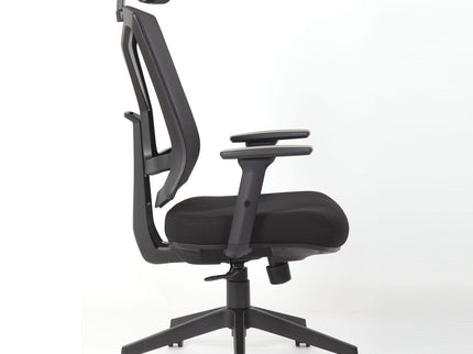 Office Chair With Adjustable Headrest & Back, High Back Swivel Desk Chair - Black