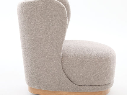 Curved Back Swivel Lounge Chair With Rotating Base For Home - Gray