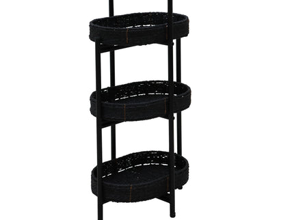 Modern 3 Tier Handwoven Side Table With Oval Organizer