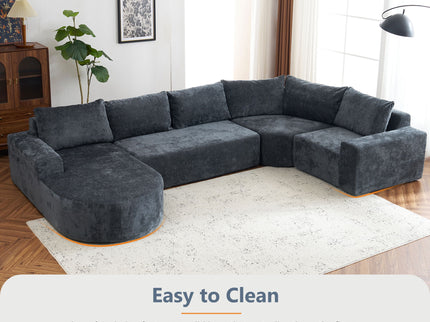 U-Shaped Oversized Modular Cloud Sectional Sofa With Deep Seat For Living Room