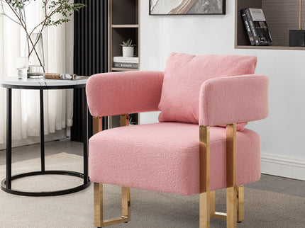 Modern Decorative Chair Teddy Fleece Upholstered And Metal Foot