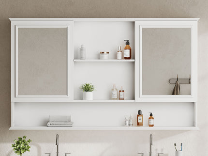 Wall Mounted Bathroom Medicine Cabinet With Double Mirrored Doors