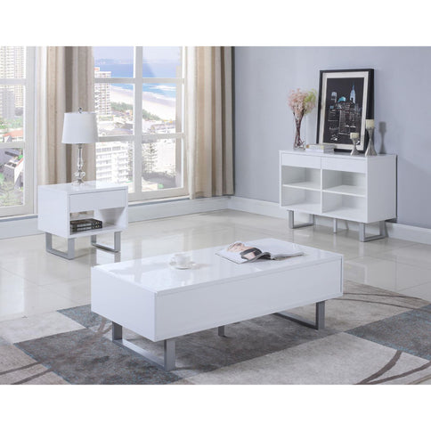 1 Drawer End Table With U-Shaped Legs - White