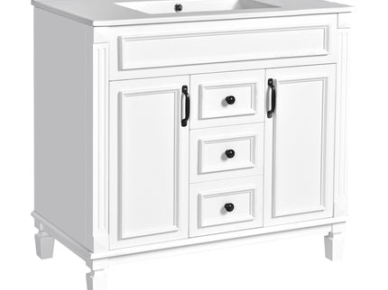 Bathroom Vanity With Top Sink, Basin On Cabinet With 2 Soft Closing Doors And 2 Drawers
