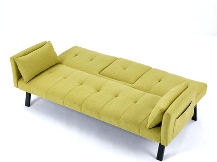 Sofa Bed With Foldable Design And Cup Holder - Green