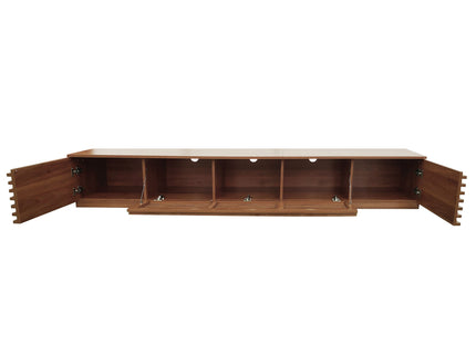 TV Stand, Entertainment Center With Cable Management And Soft Closing Hinges - Walnut