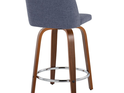 Toriano - Mid Century Modern Fixed Height Counter Stool With Swivel With Round Footrest (Set of 2)