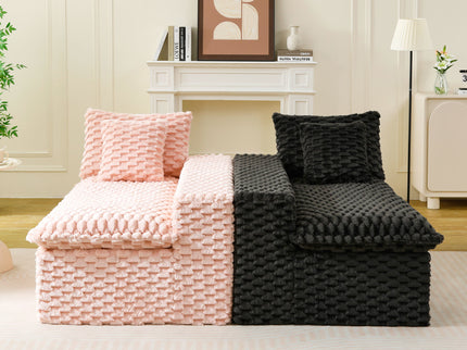 Multifunctional Sofa Pink Black, Fits 4 People