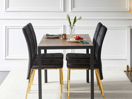 Creative Design Veneered MDF Wood Structure Rectangular Walnut Dining Table - Walnut