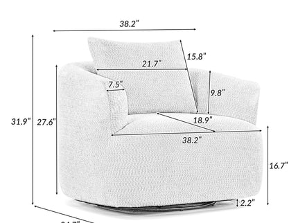360° Swivel Barrel Sofa Chair With Throw Pillow, Upholstered Accent Chair