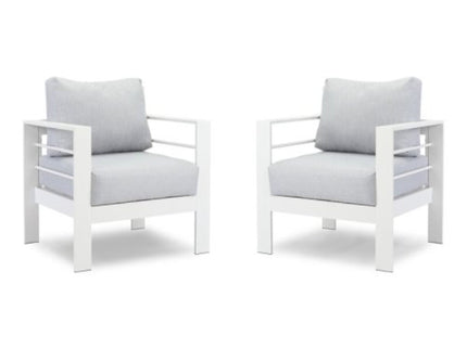 Modern All-Weather Patio Armchairs & Thick Cushions (Set of 2)