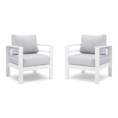 Modern All-Weather Patio Armchairs & Thick Cushions (Set of 2)