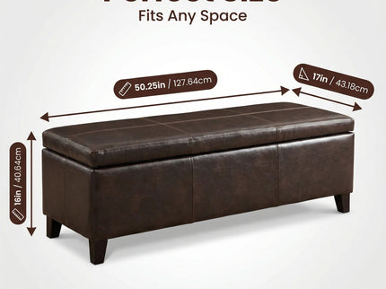 Rectangle Storage Ottoman Bench For Living Room - Brown