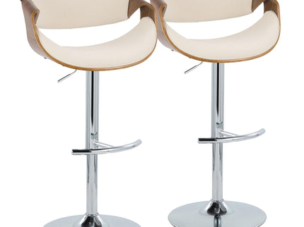 Curvo - Mid Century Modern Adjustable Barstool With Swivel With Rounded T Footrest (Set of 2)