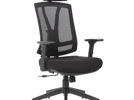 Office Chair With Adjustable Headrest & Back, High Back Swivel Desk Chair - Black