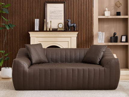 Oversized 2 Seater Loveseat With 2 Decor Throw Pillows, Deep Seat Sofa For Living Rooms