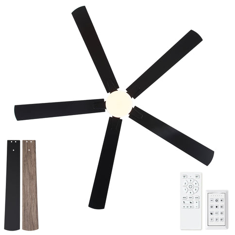 Ceiling Fan With Lights And Remot With Quiet DC Motor, 6 Speeds, Reversible Blades - Black