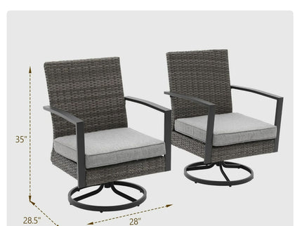 Swivel Rocker Patio Chairs With Cushions, All Weather (Set of 2) - Gray