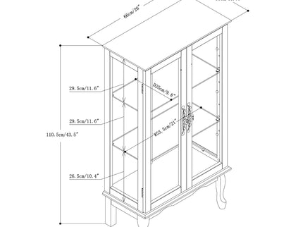 Curio Cabinet Lighted Curio Diapaly Cabinet With Adjustable Shelves And Mirrored Back Panel, Tempered Glass Doors (3 Tier), (E26 Light Bulb Not Included)