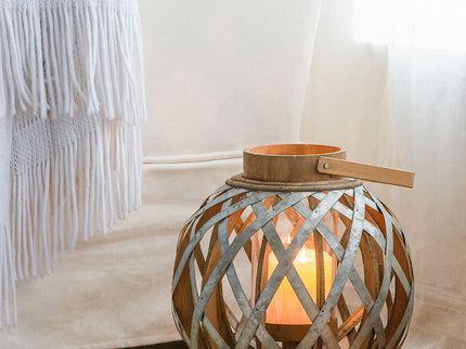 Decorative Lantern With Handle, Wooden Lantern For Indoor Outdoor, Home Garden, Wedding - Silver