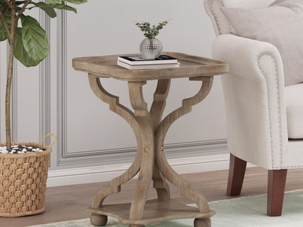 French Country Accent Table With Hourglass Design - Natural