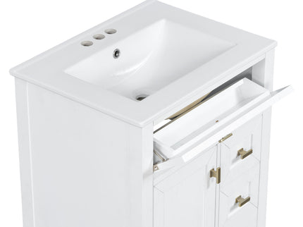 Bathroom Vanity With Sink, 3 Drawers & Cabinet With 2 Tier Door Storage Rack, Soft Close Doors & Drawers