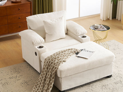Fabric Sofa Bed With Cupholders And USB Charging Ports Chair For Living Room