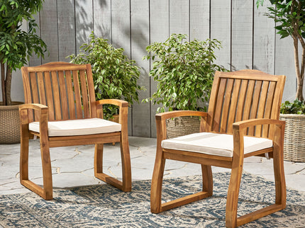 Della - Wood Armchair (Set of 2) Outdoor Dining Chairs - Cream