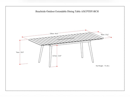 Beachside - Outdoor Extendable Dining Table - Light Teak