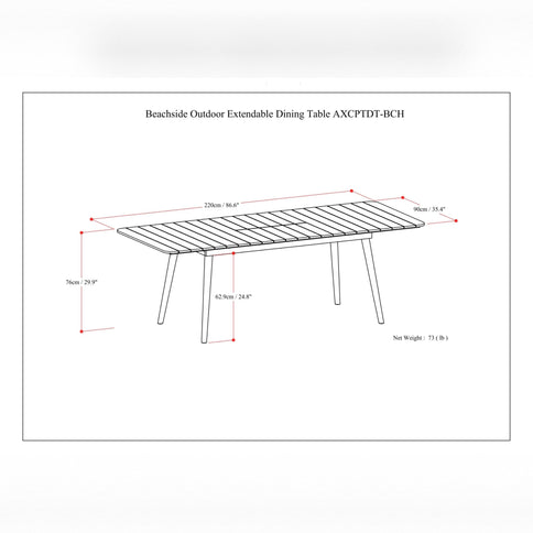 Beachside - Outdoor Extendable Dining Table - Light Teak