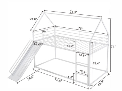 Twin Over Twin House Bunk Bed With Ladder And Slide