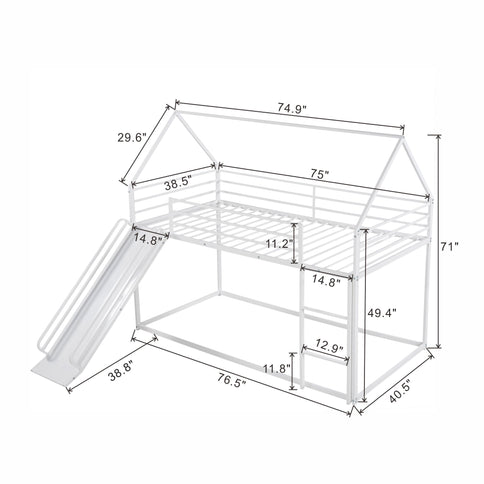 Twin Over Twin House Bunk Bed With Ladder And Slide