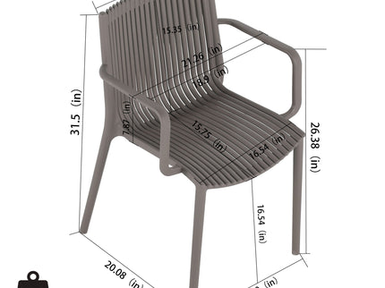 4 Modern Stackable Plastic Armchair Matched With Round Table