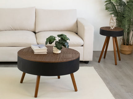Round Coffee Table With Storage Function For Living Rooms